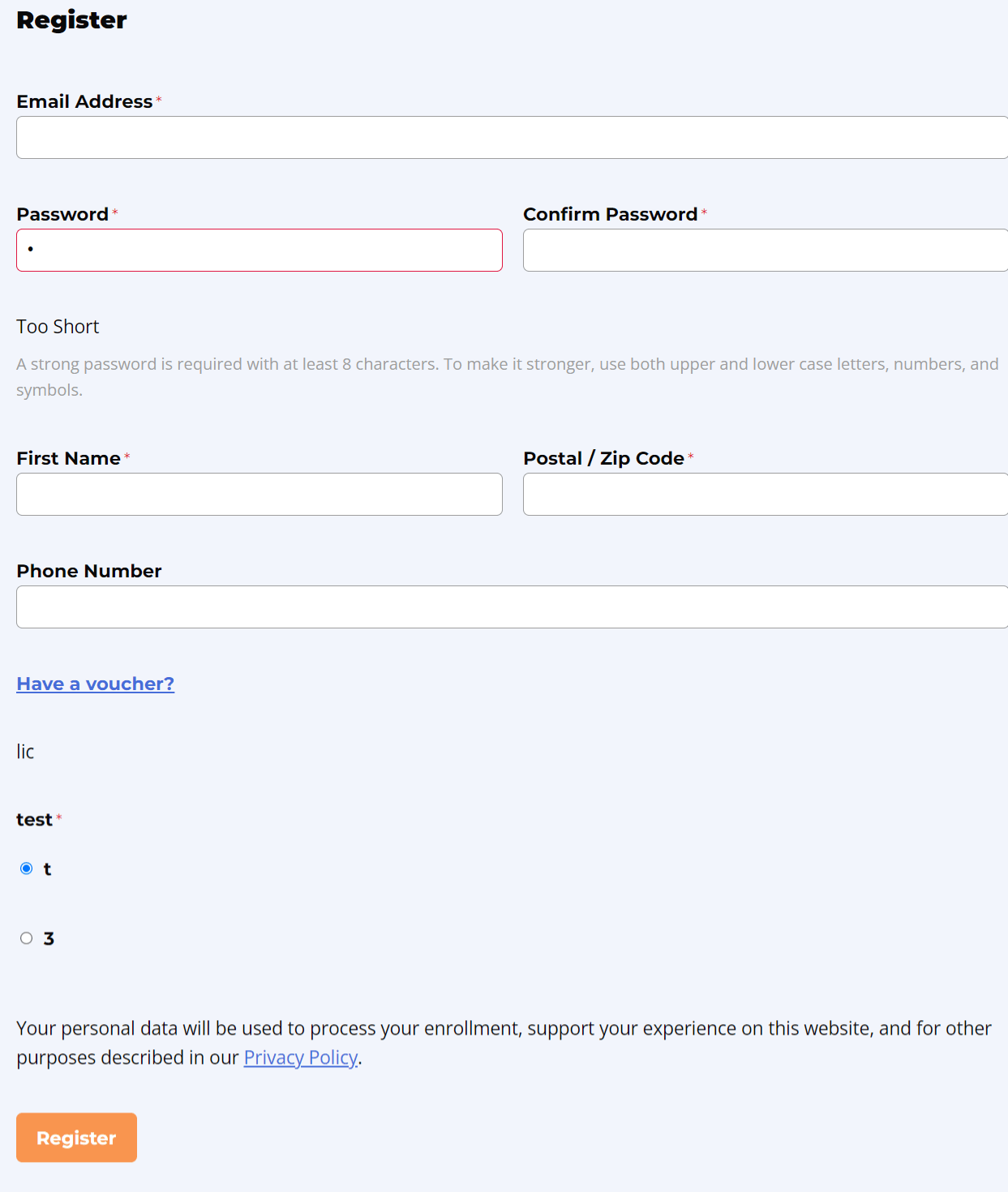 LifterLMS Register Block