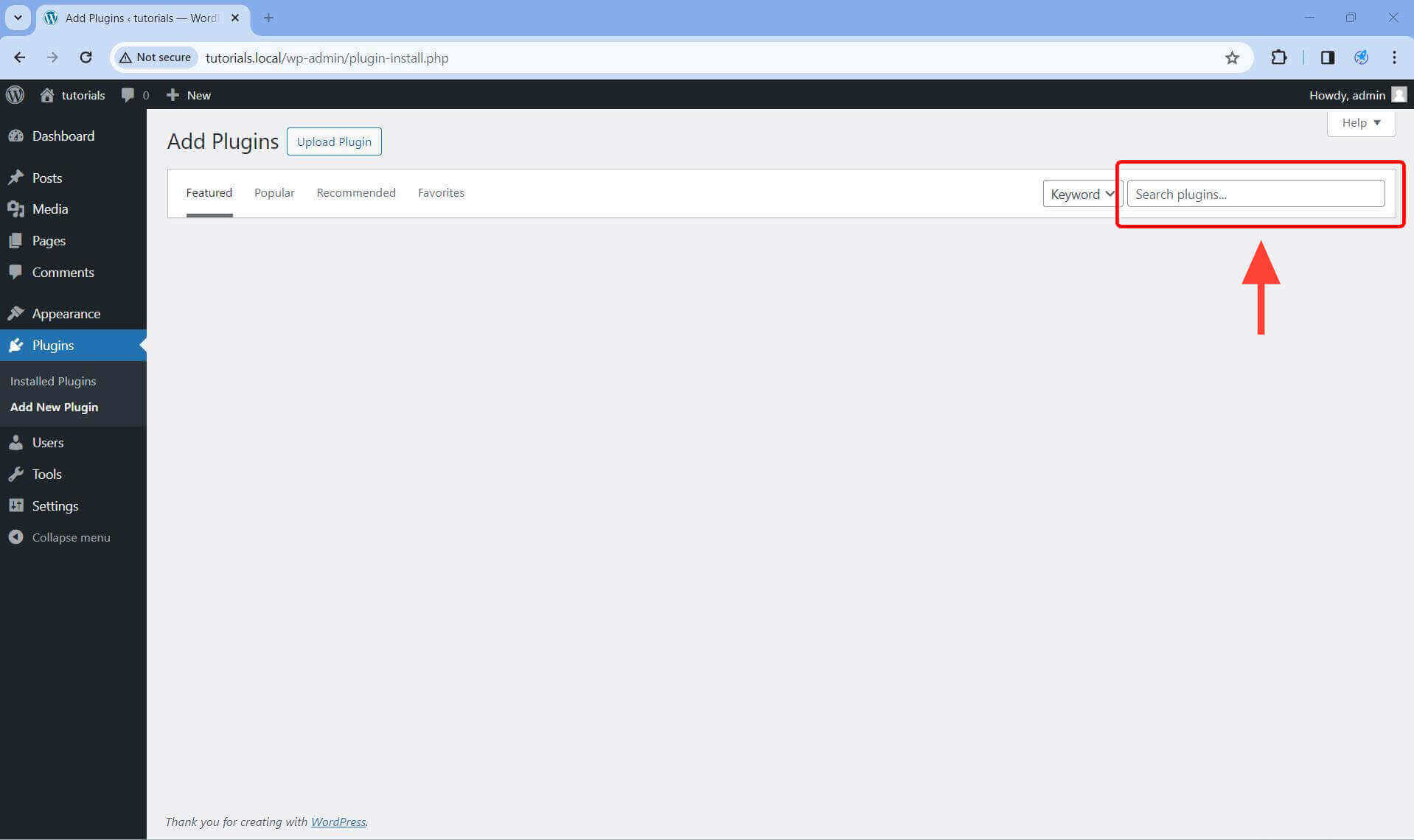 Locate the Search plugins… text input field.
