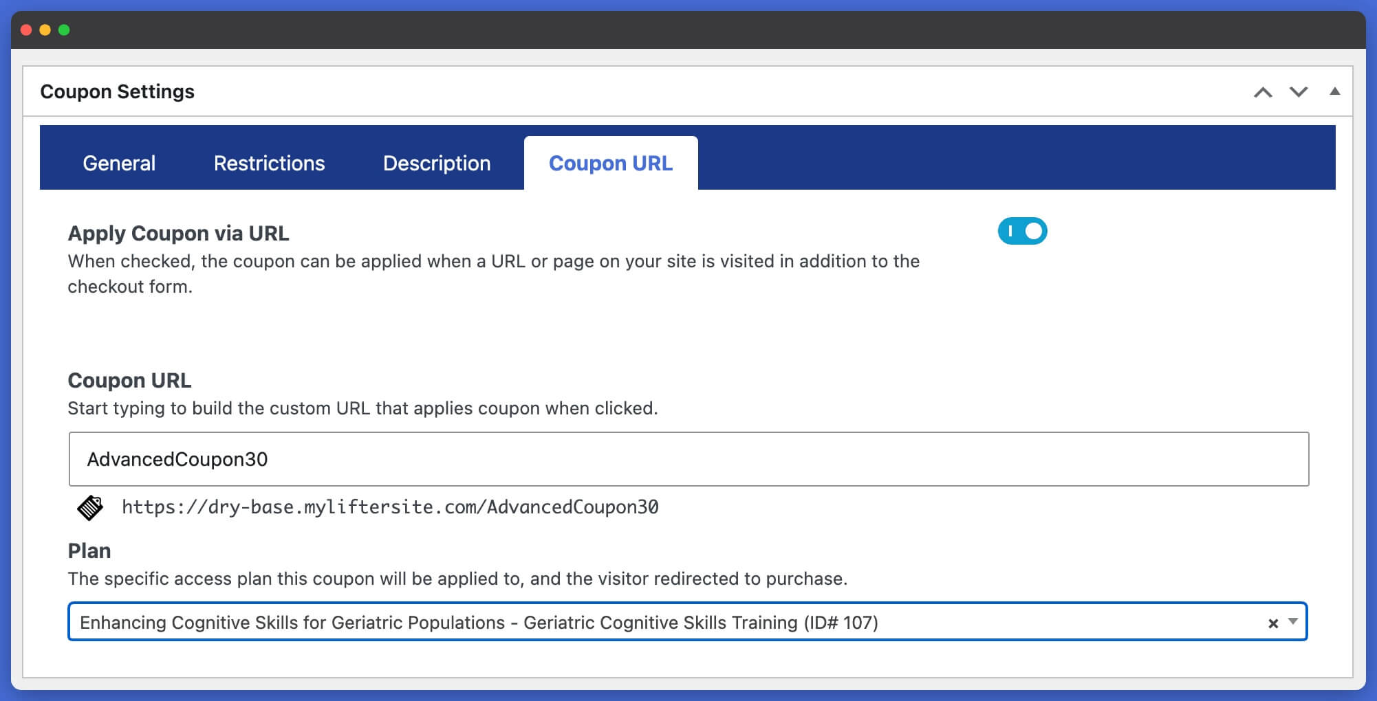 LifterLMS Advanced Coupon URL