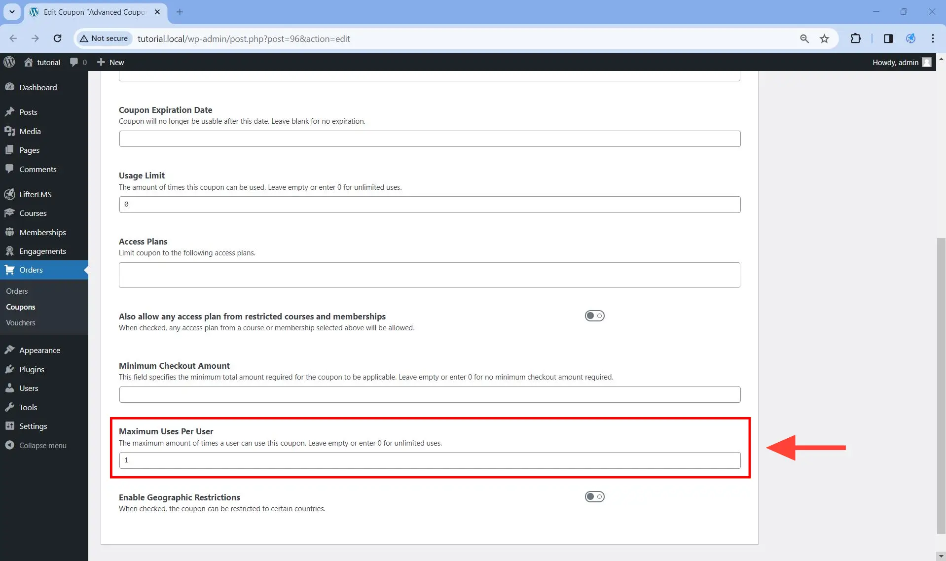 Set the maximum user per user.