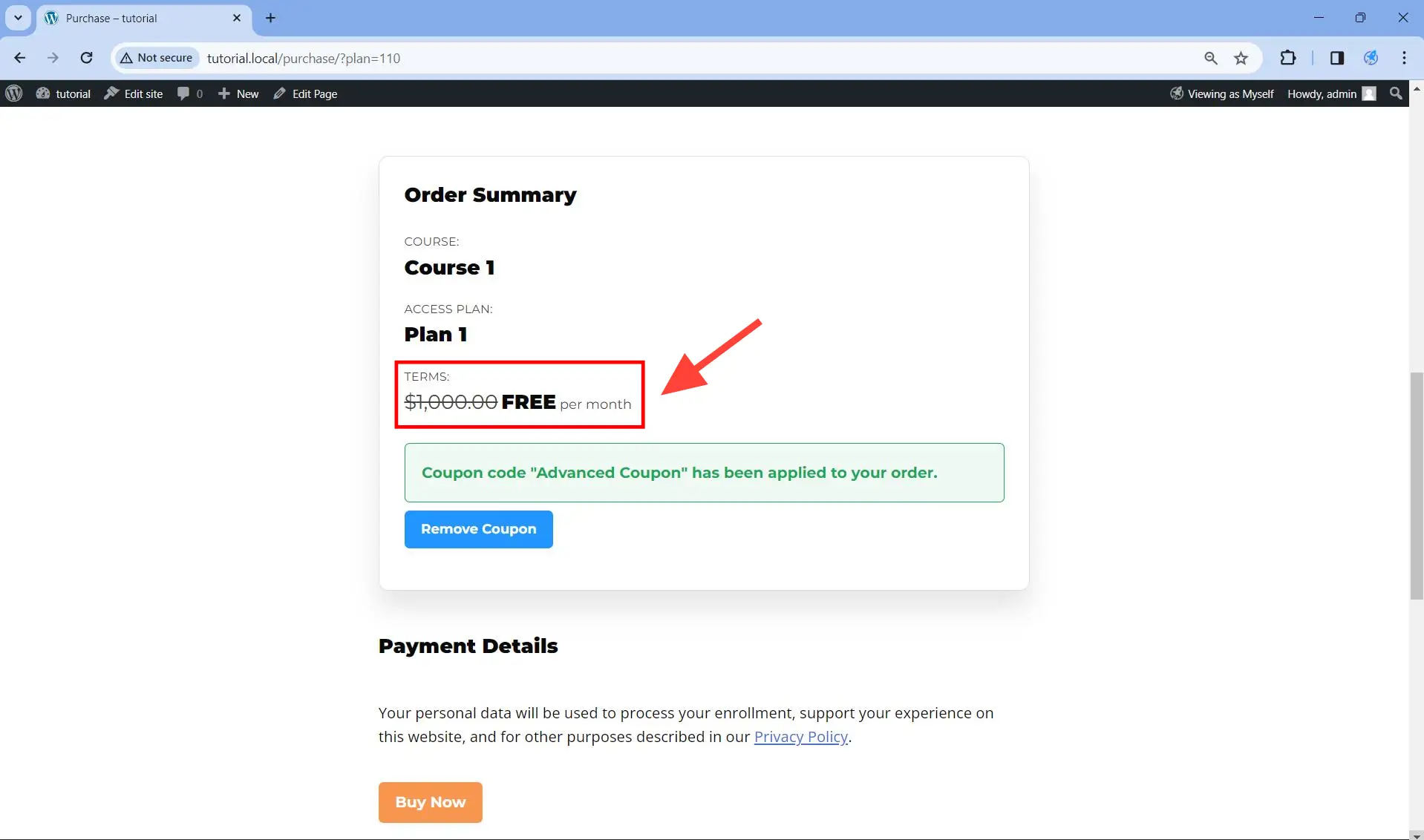 System will accept the coupon if the price is equal to or greater than the Minimum Checkout Amount.