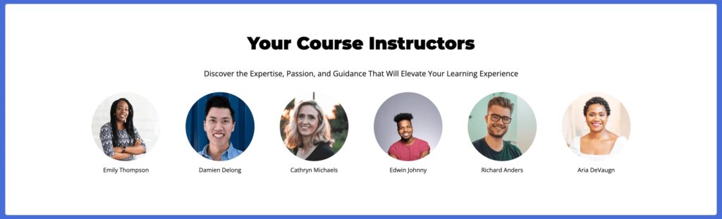 course instructors are in Aircraft course sales page builder