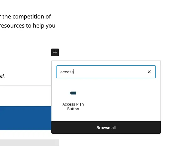 Access Plan Button block
