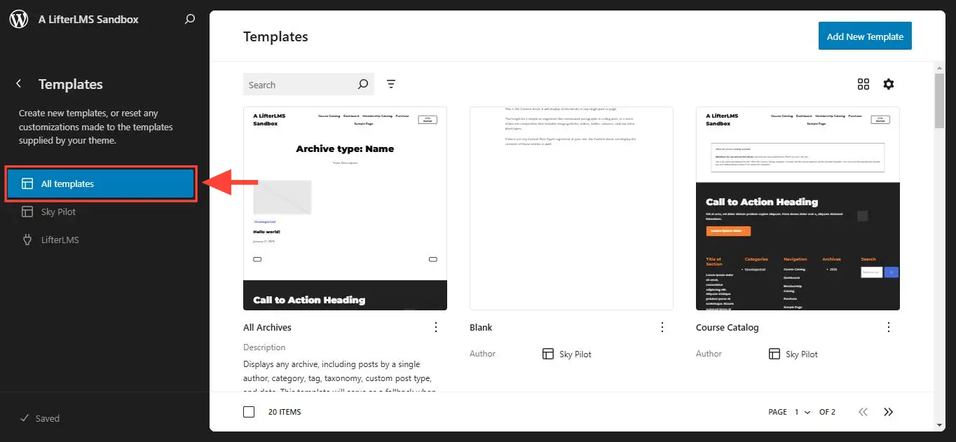 Click on All Templates