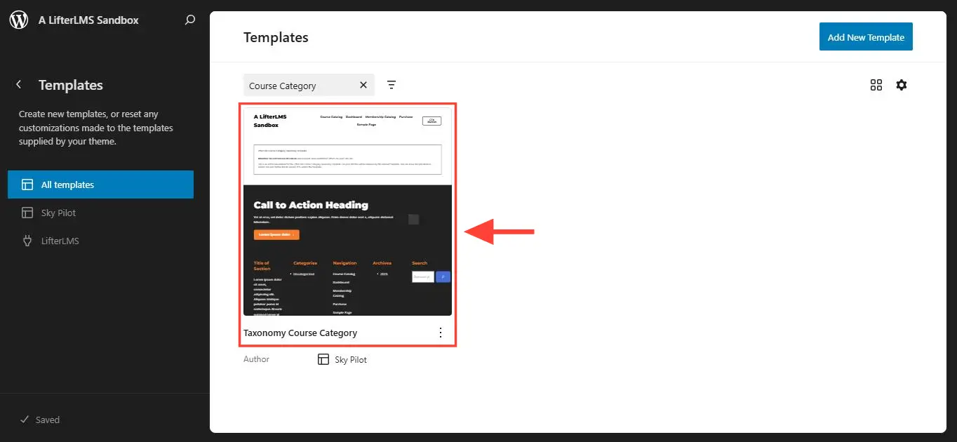 Click on Taxonomy Course Category in the results that load