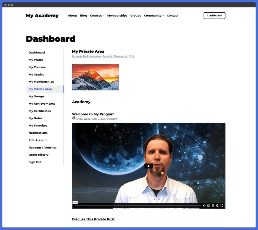 sell coaching services online with LifterLMS Private Areas plugin