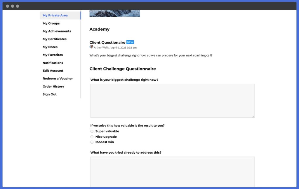 how to sell coaching services online and do client intake forms with WordPress and LifterLMS