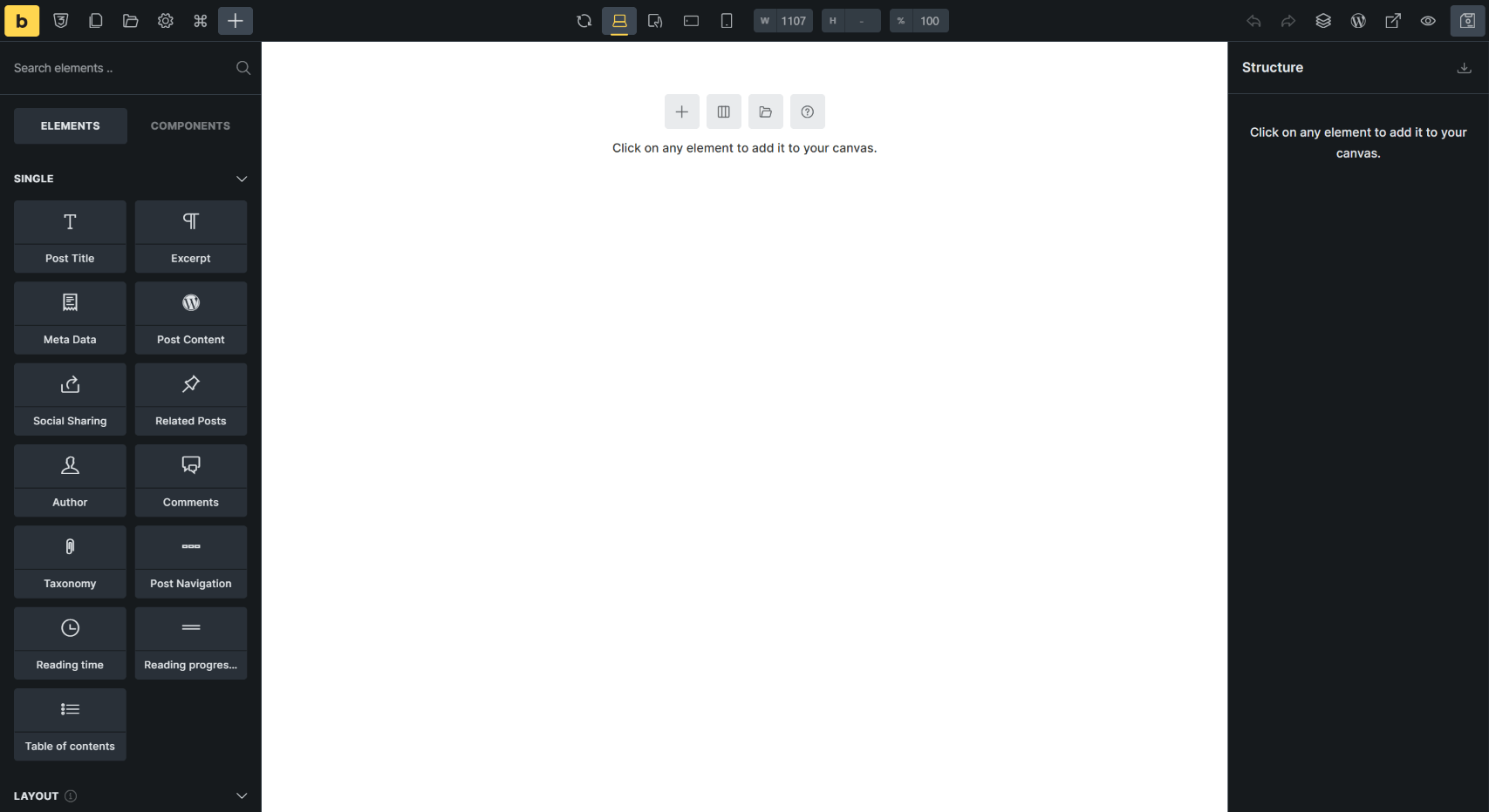 Bricks page editor