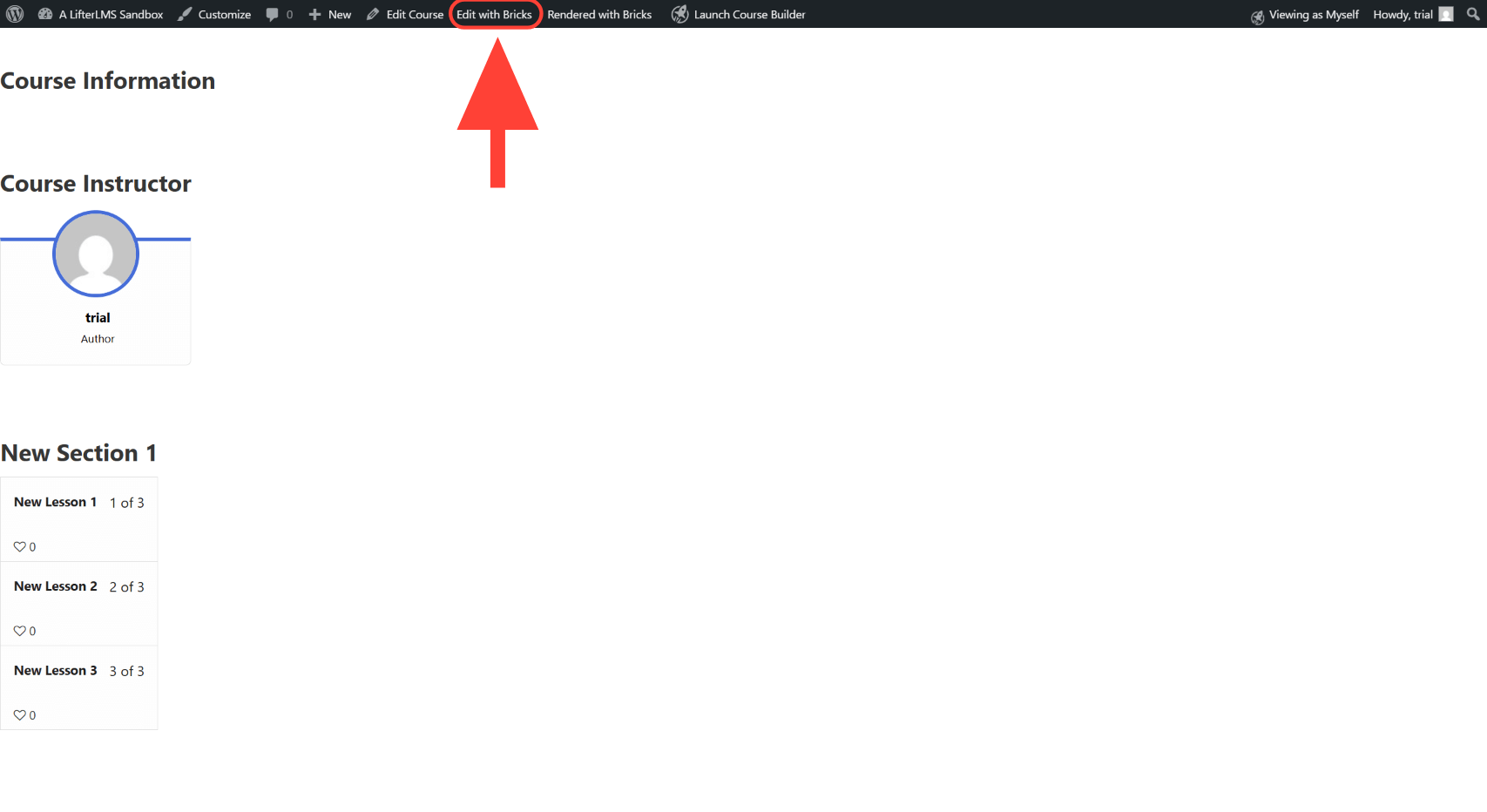 Click on the Edit with Bricks button in the admin toolbar