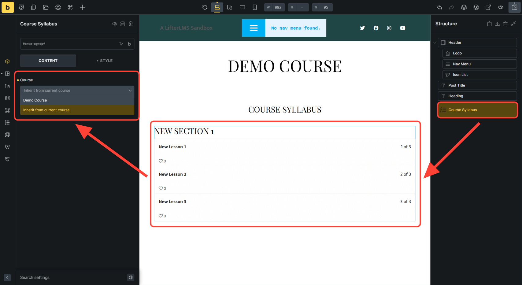 Sample demo course in Bricks
