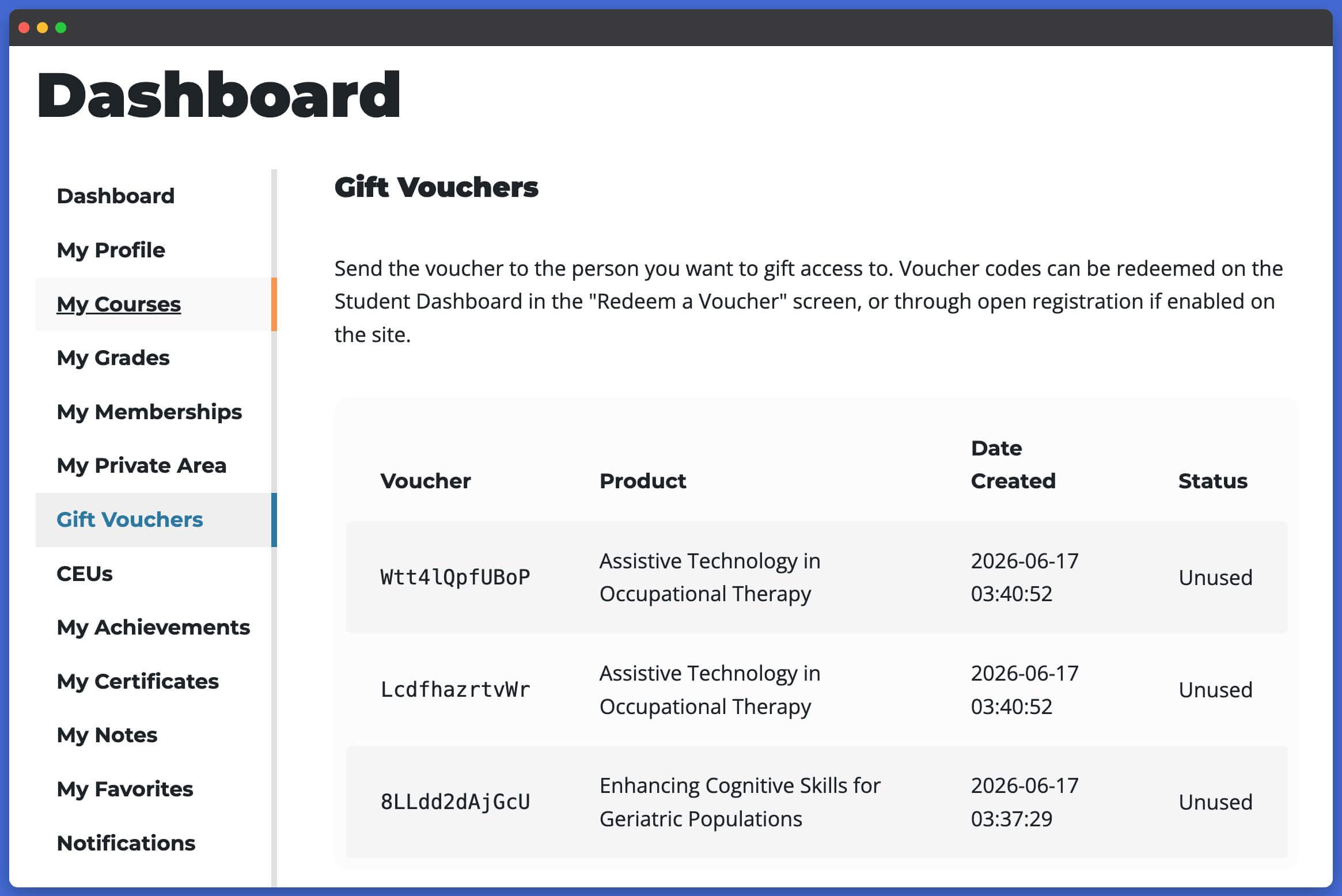 LifterLMS Gift Dashboard