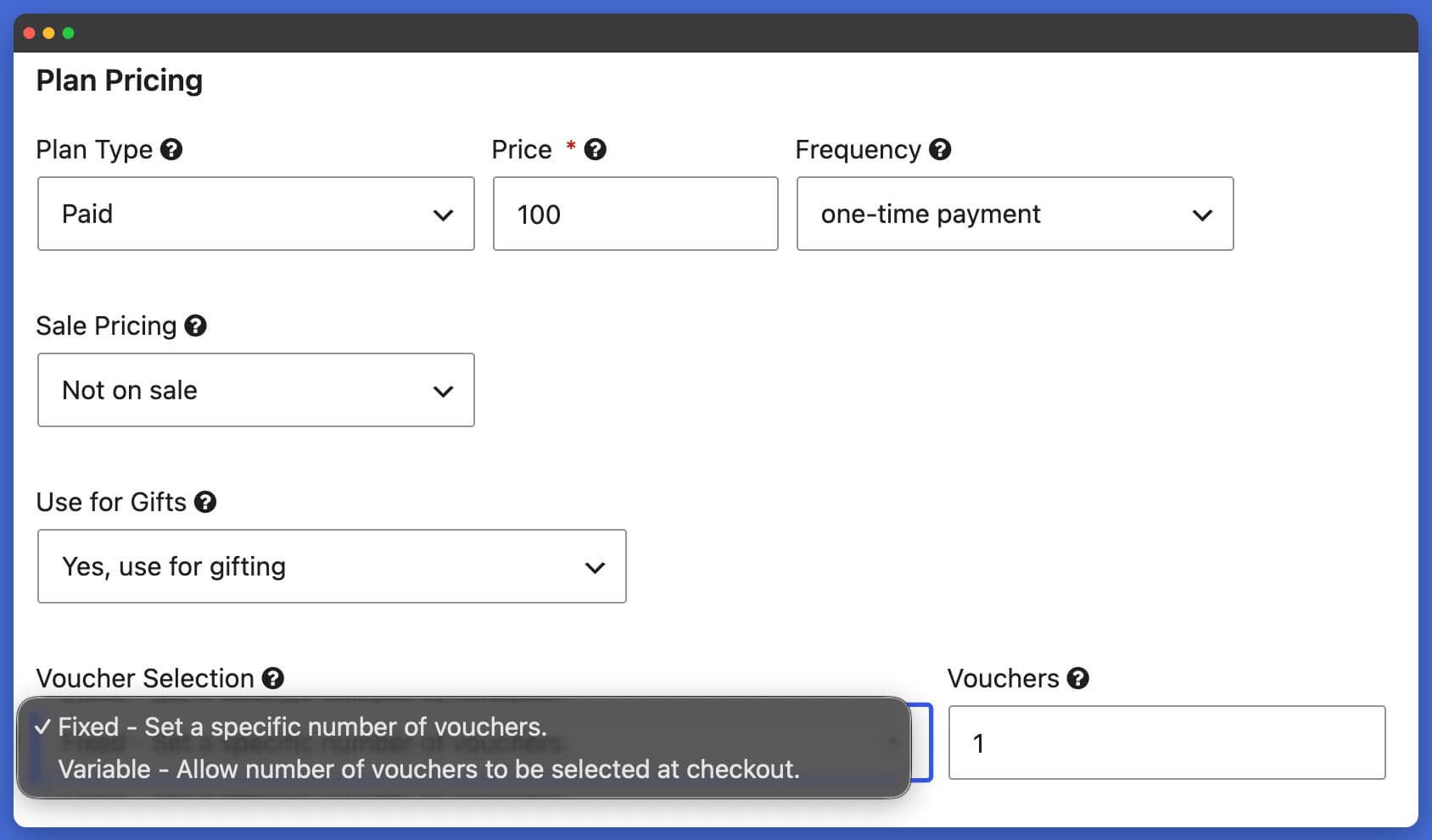 LifterLMS Gifts Access Plan Settings