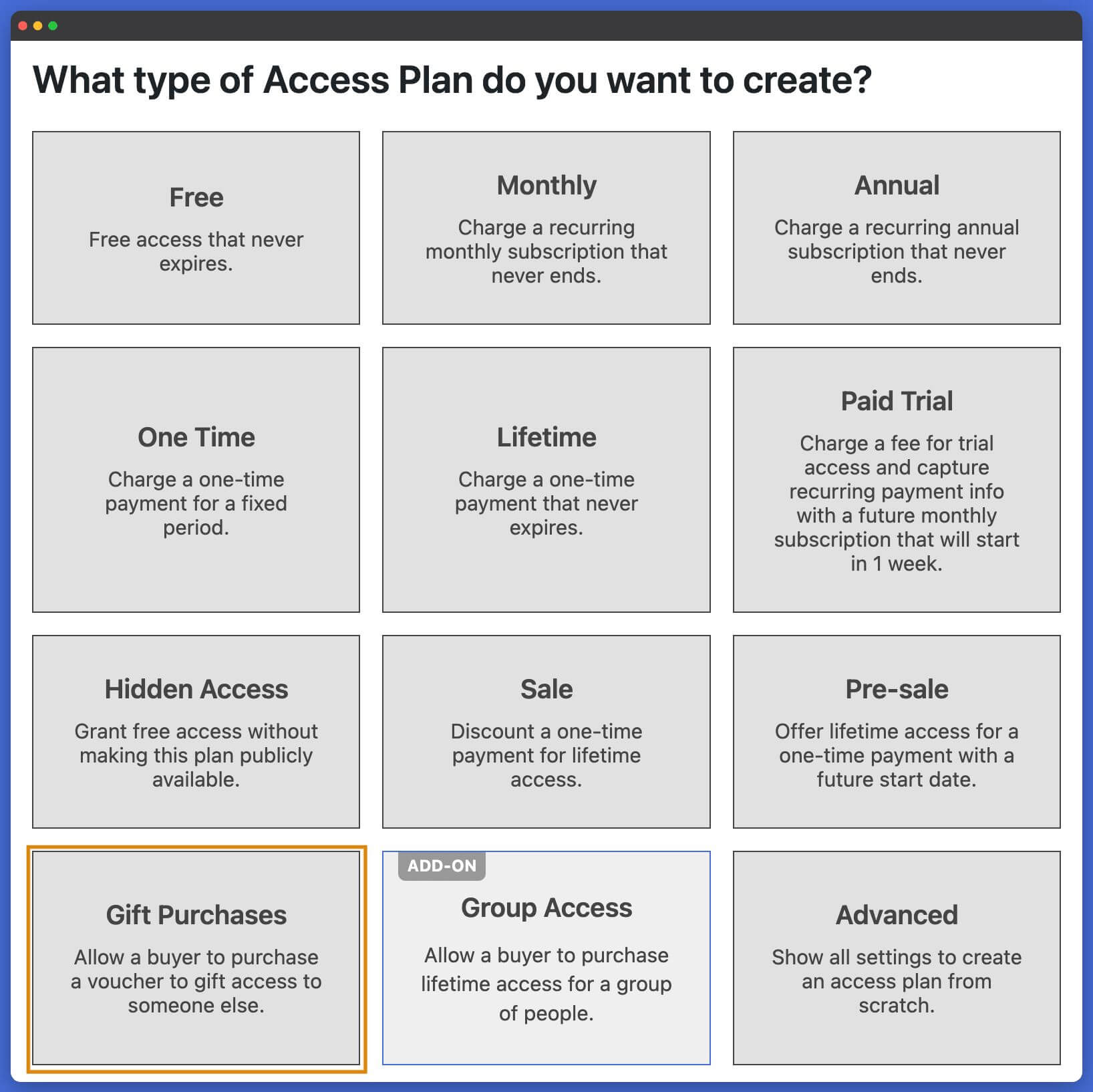 LifterLMS Gifts Access Plan
