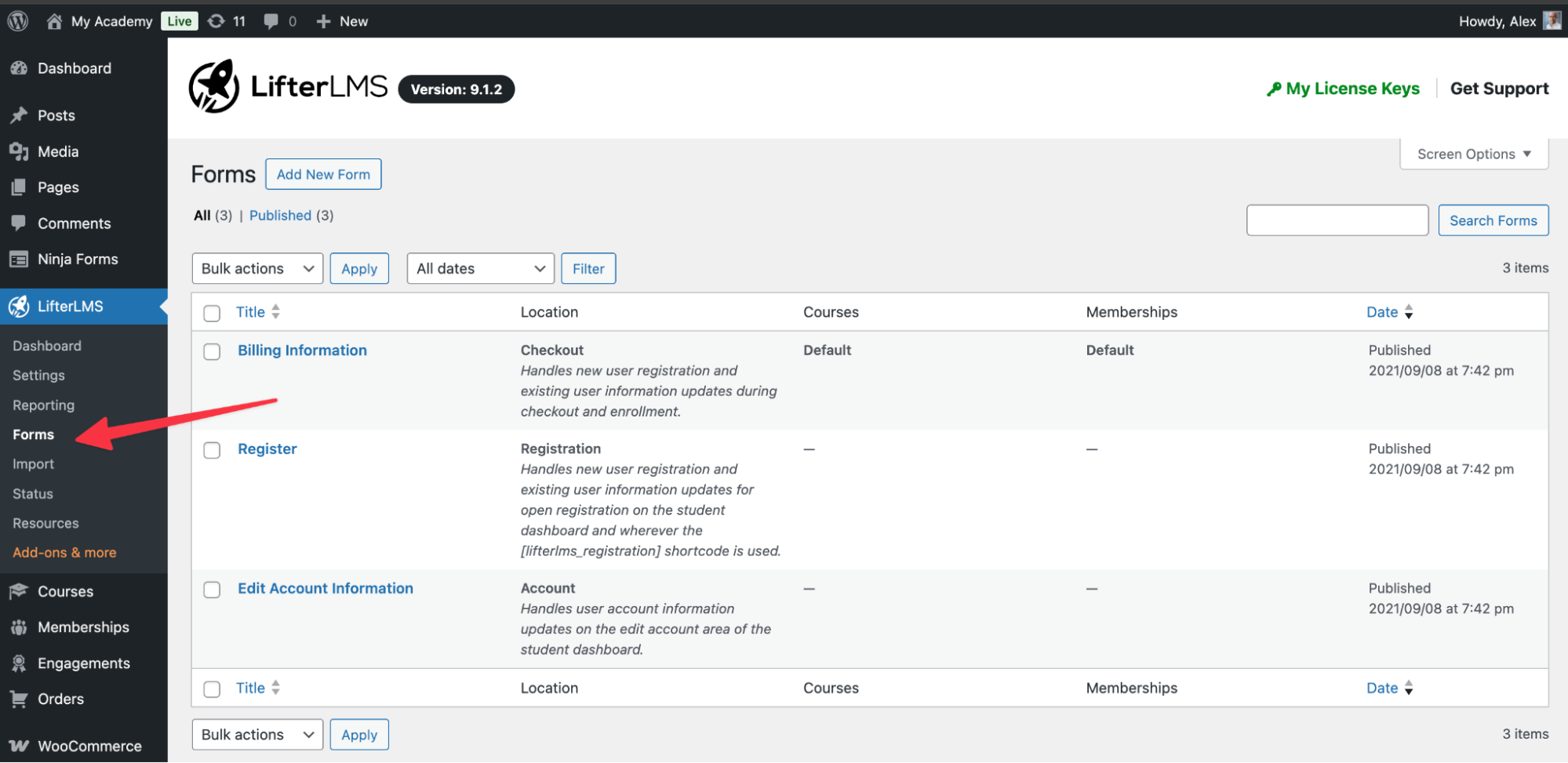 How to Access LifterLMS Forms