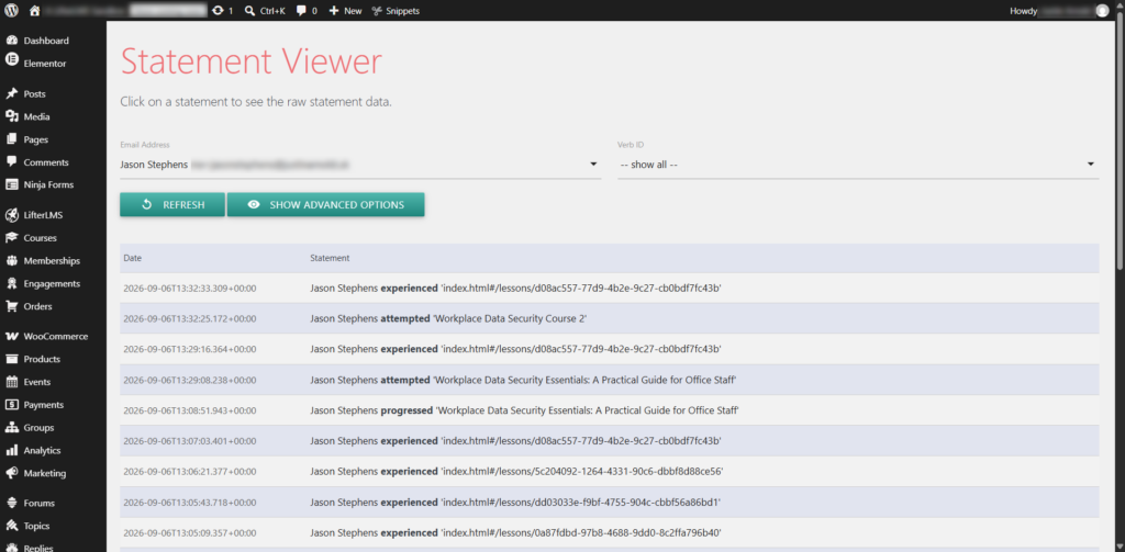 Check the xAPI Data 