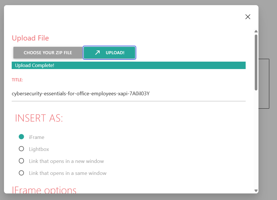 Upload the xAPI Package 