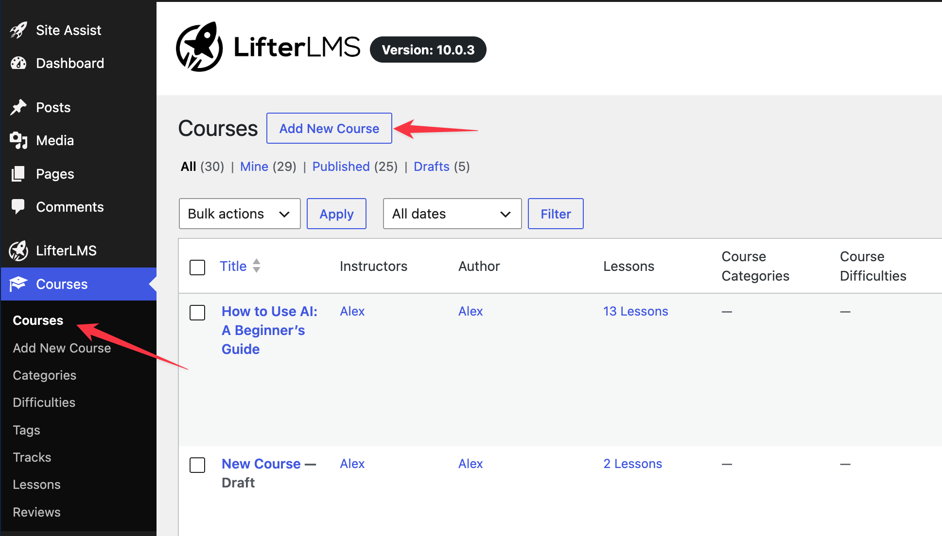 Add a new course to LifterLMS