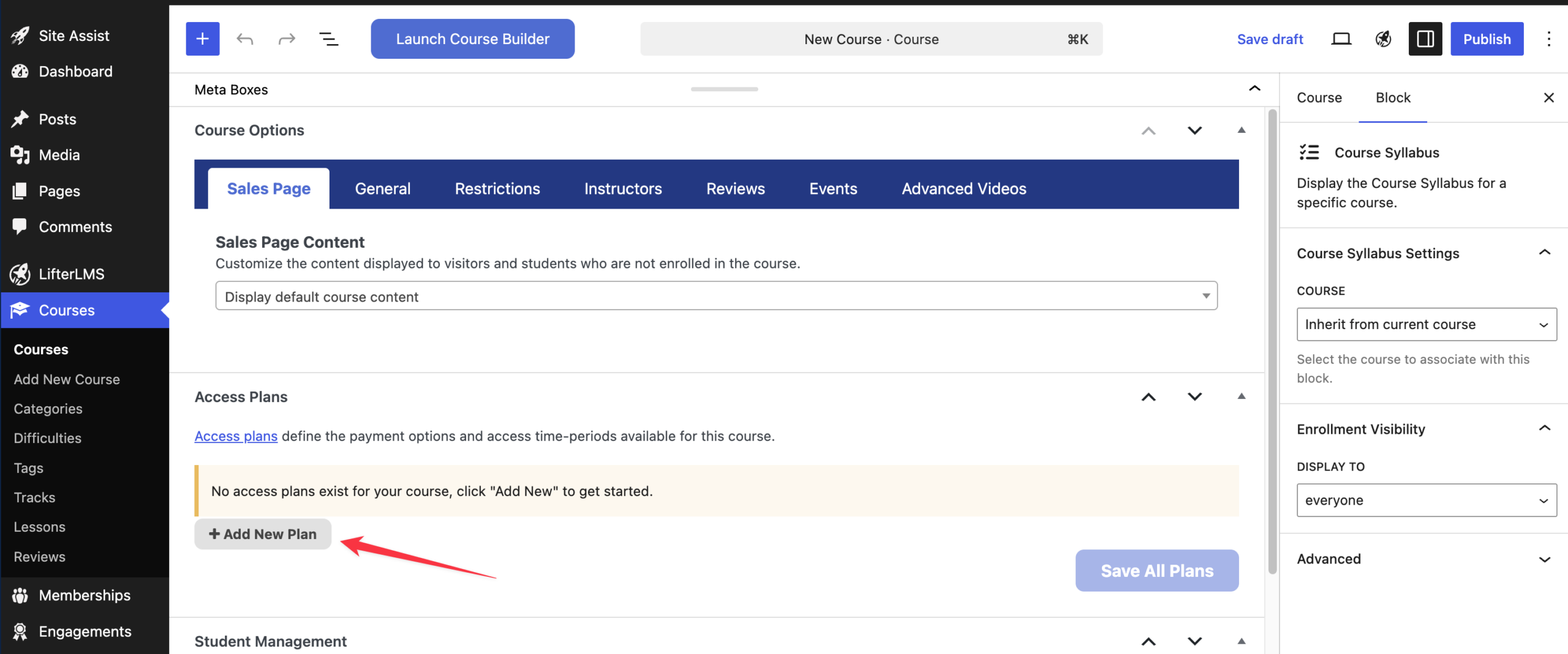 Add acces plan to LifterLMS