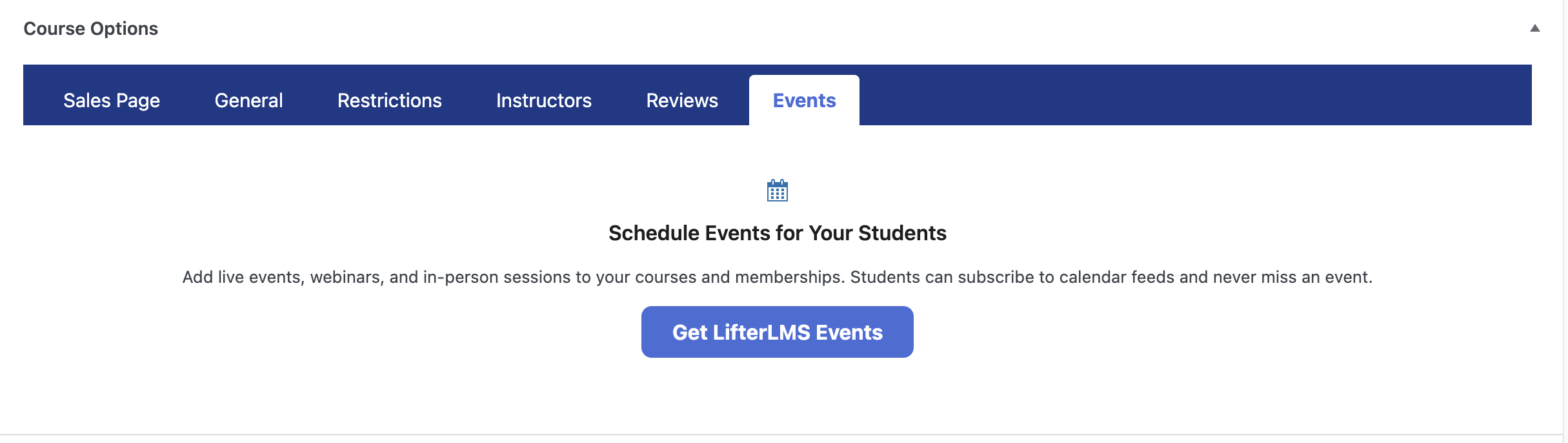 Add LifterLMS events to a course