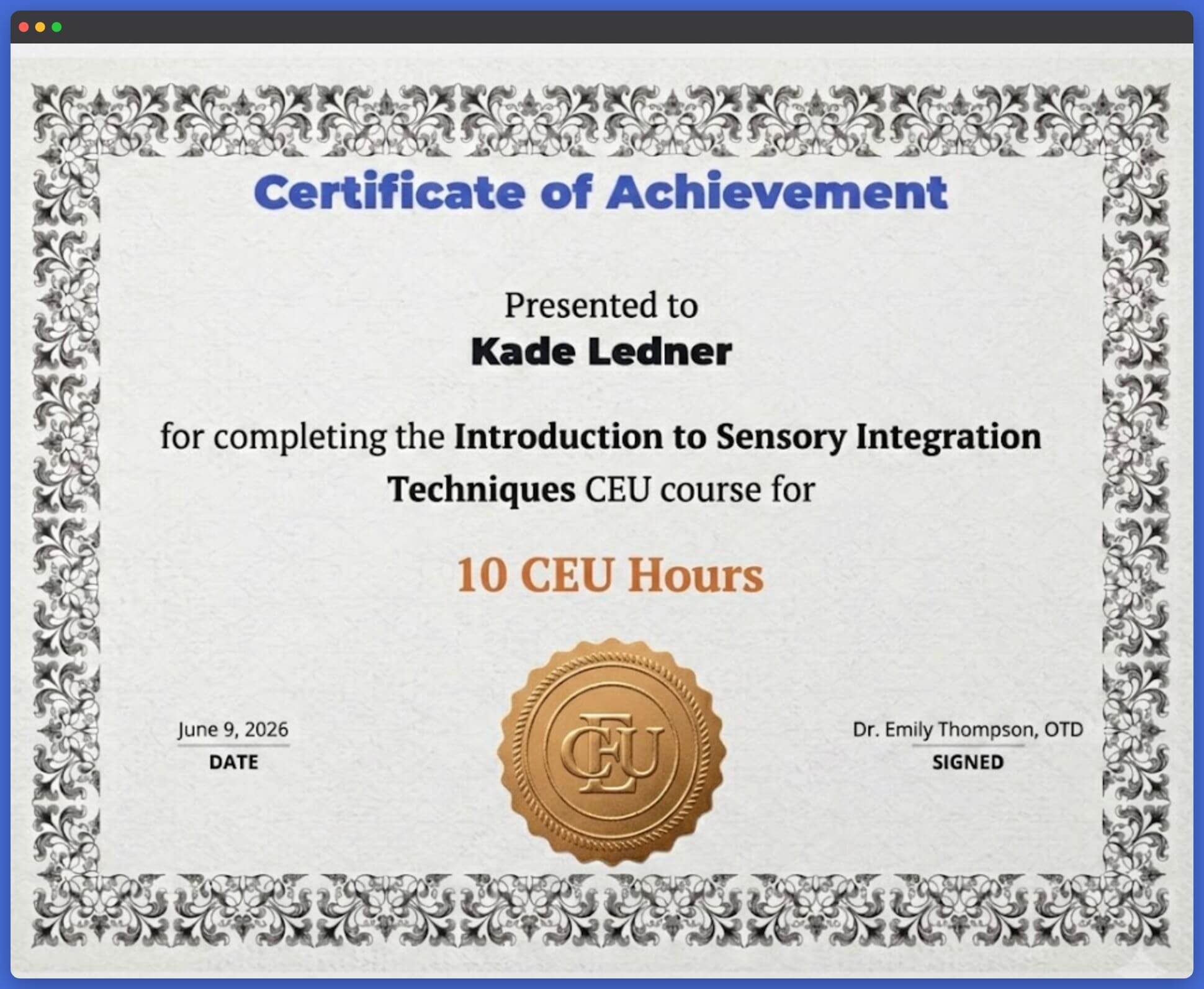 LifterLMS Powerpack Certificate Template