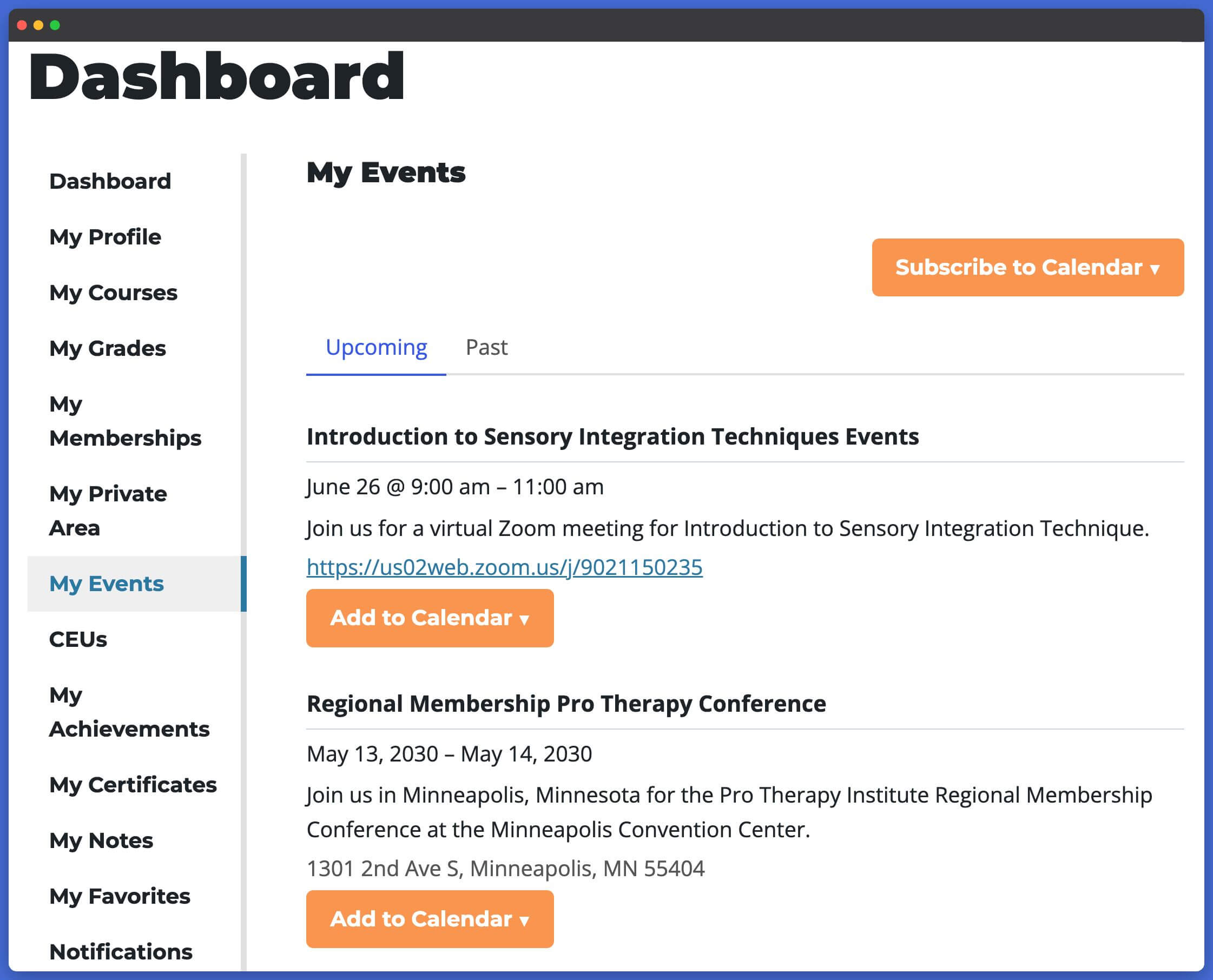 LifterLMS Events Dashboard