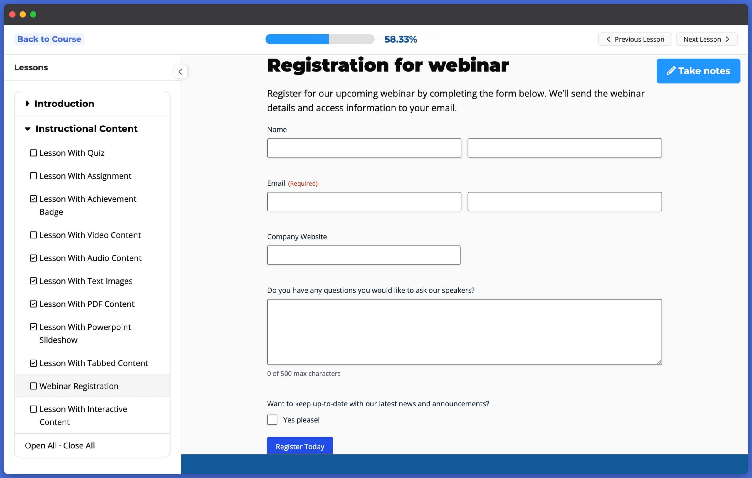 LifterLMS Gravity Form Student View