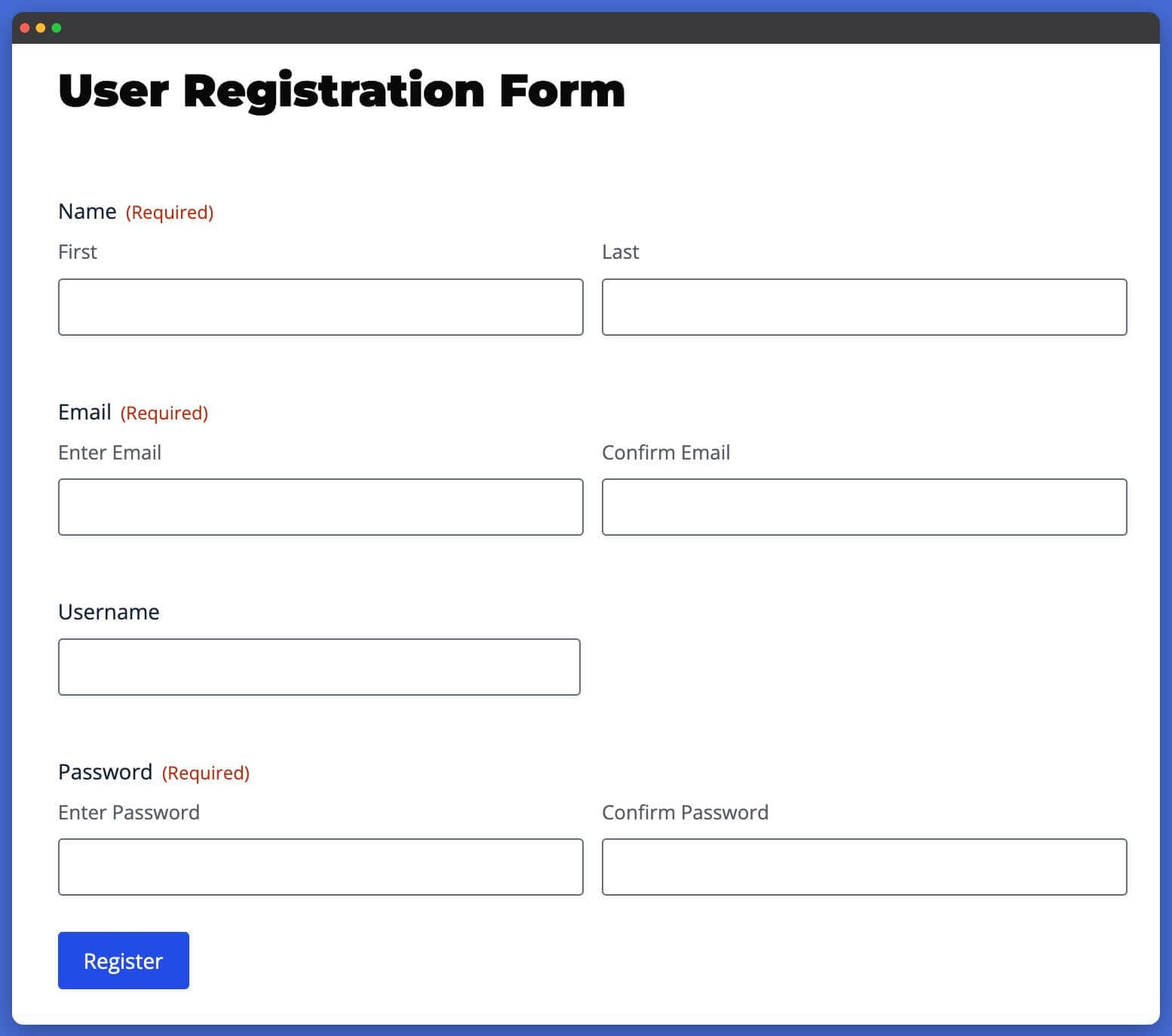 LifterLMS Gravity Form User Registration Form