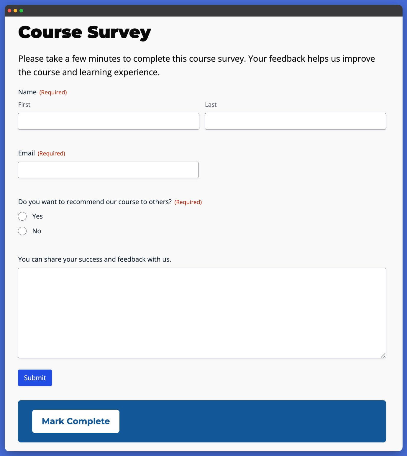 LifterLMS Gravity Forms Survey
