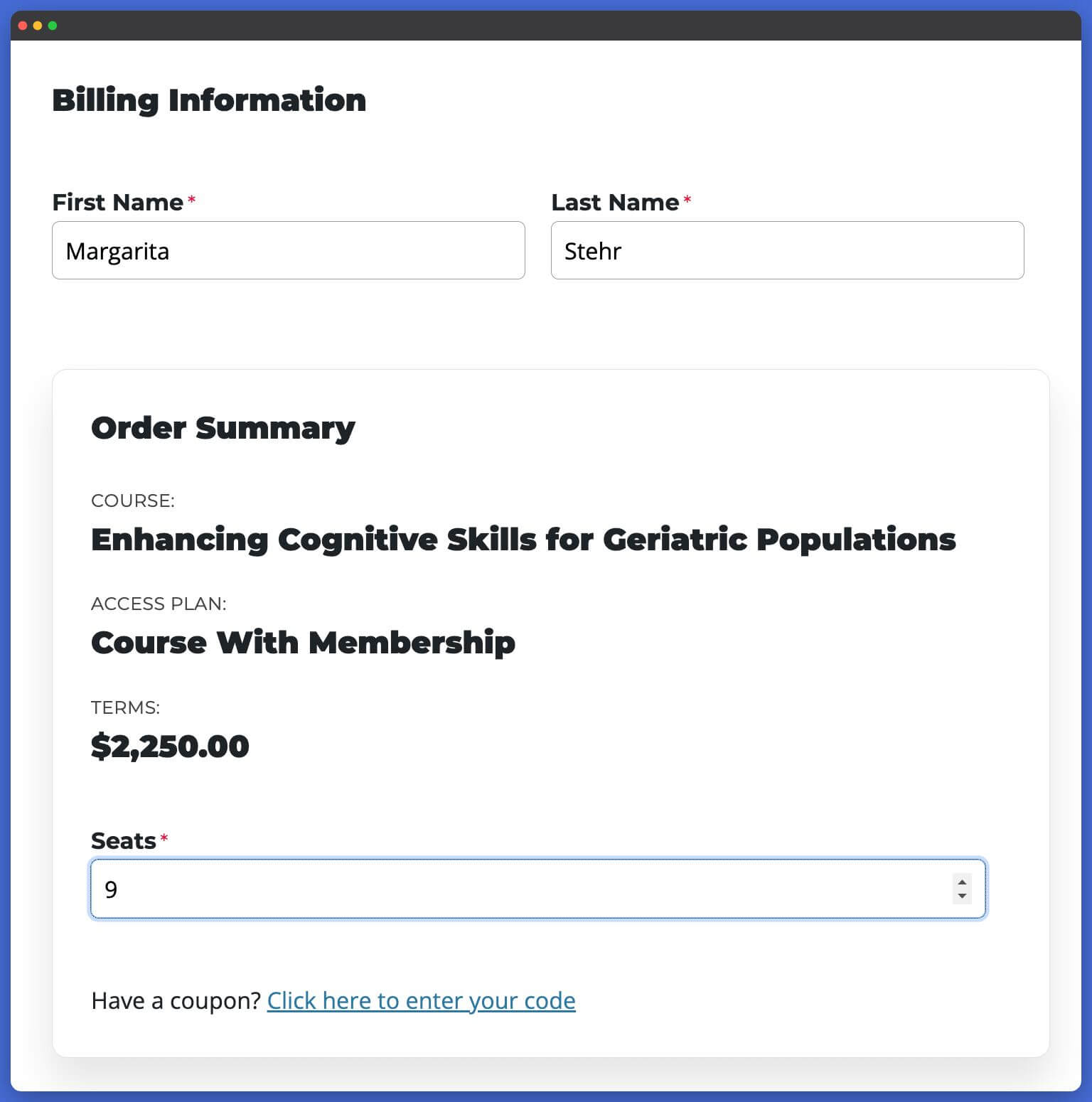 LifterLMS Groups Checkout