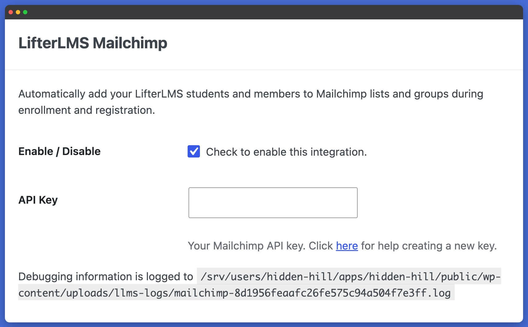 LifterLMS Mailchimp Settings