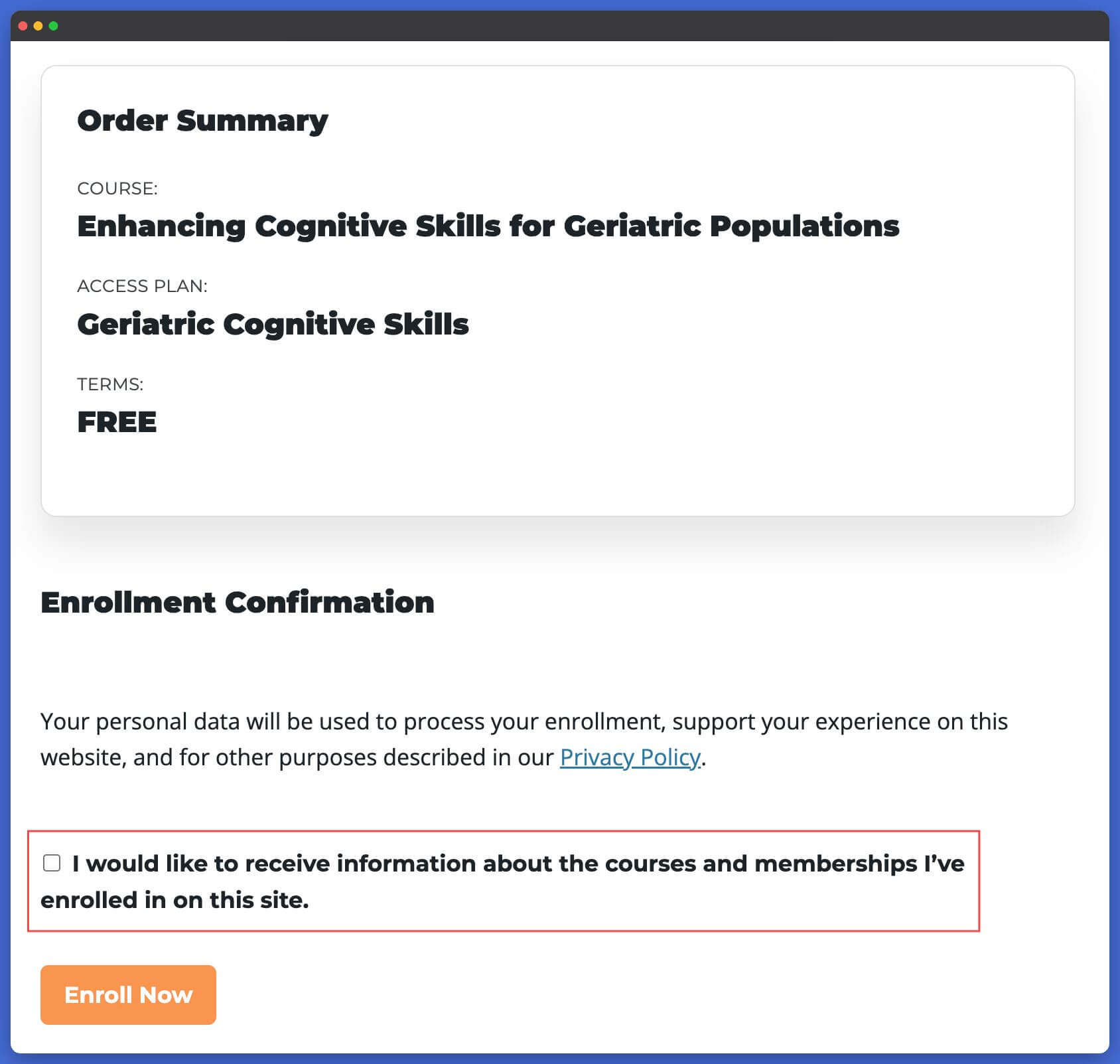 LifterLMS Mailchimp checkout