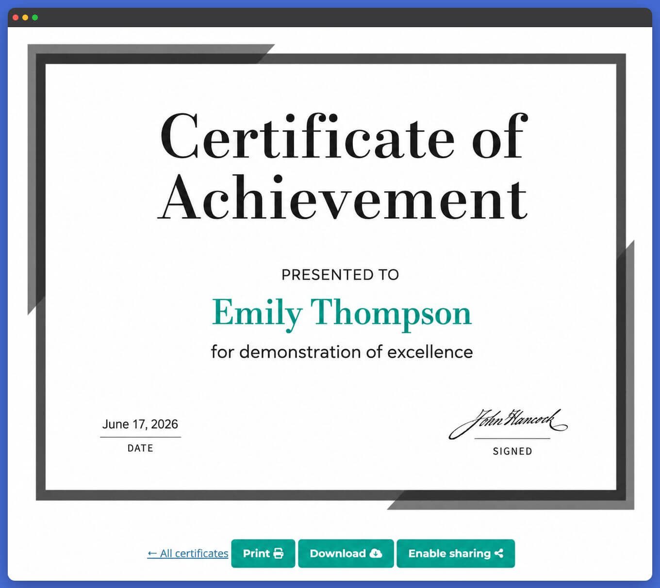 LifterLMS PDFs Certificate