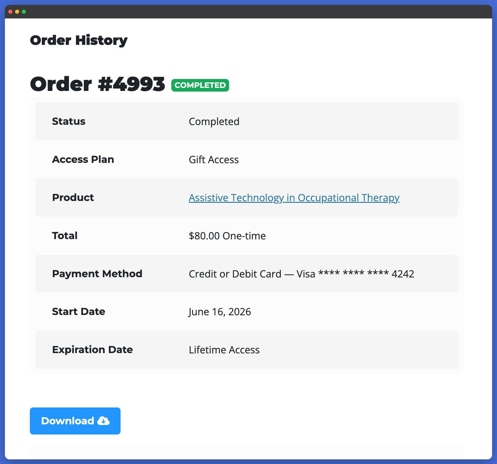 LifterLMS PDFs Order Download