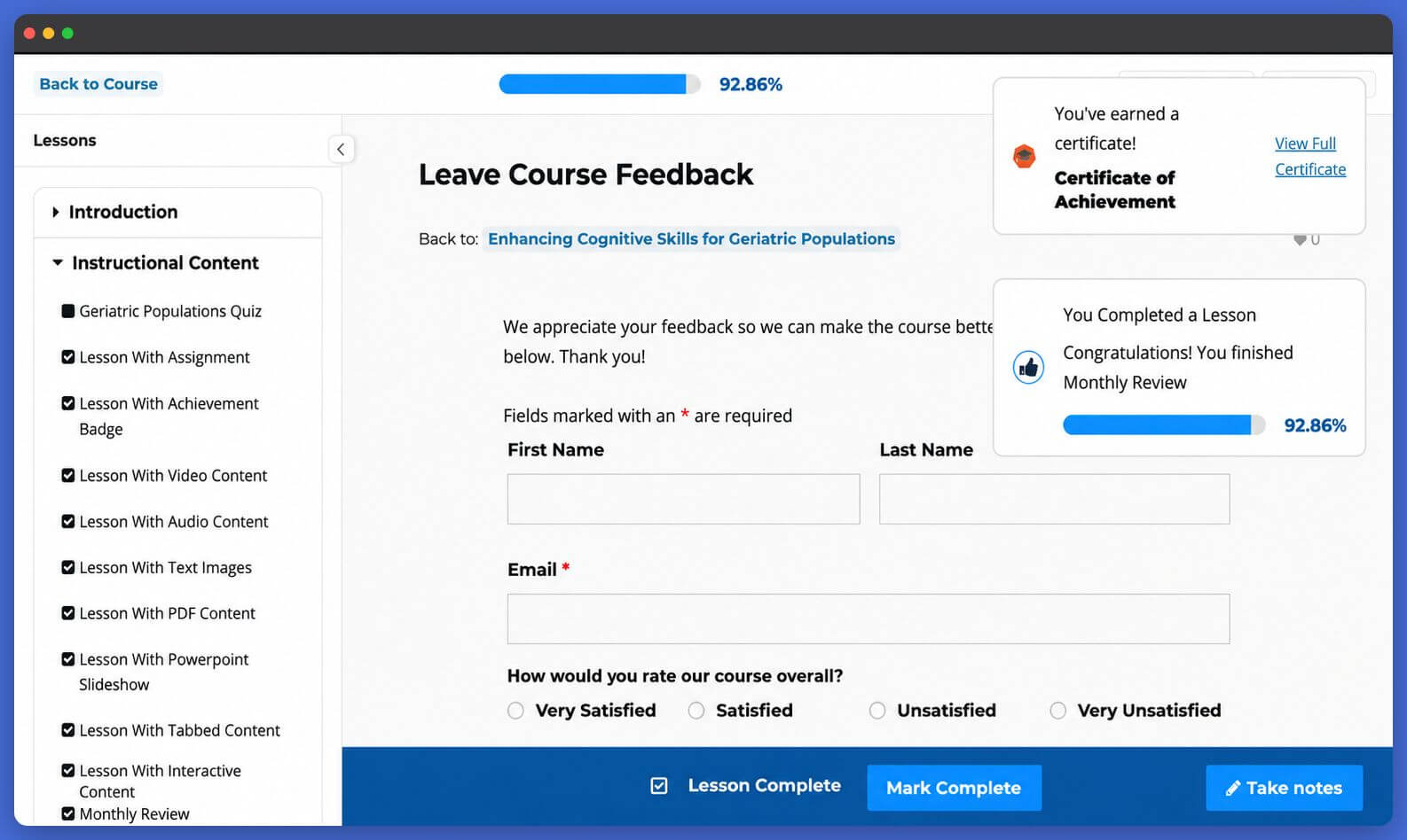 LifterLMS Powerpack Notifications