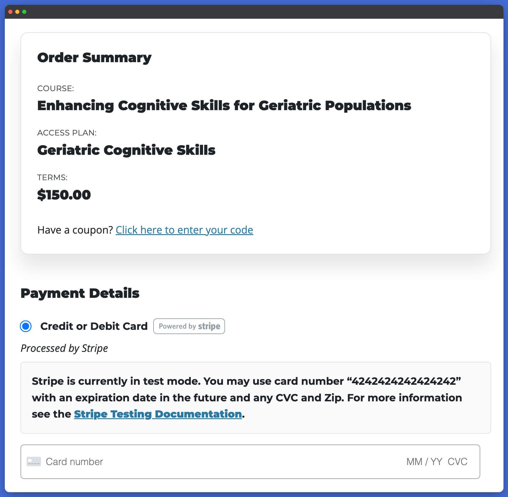 LifterLMS Stripe Checkout