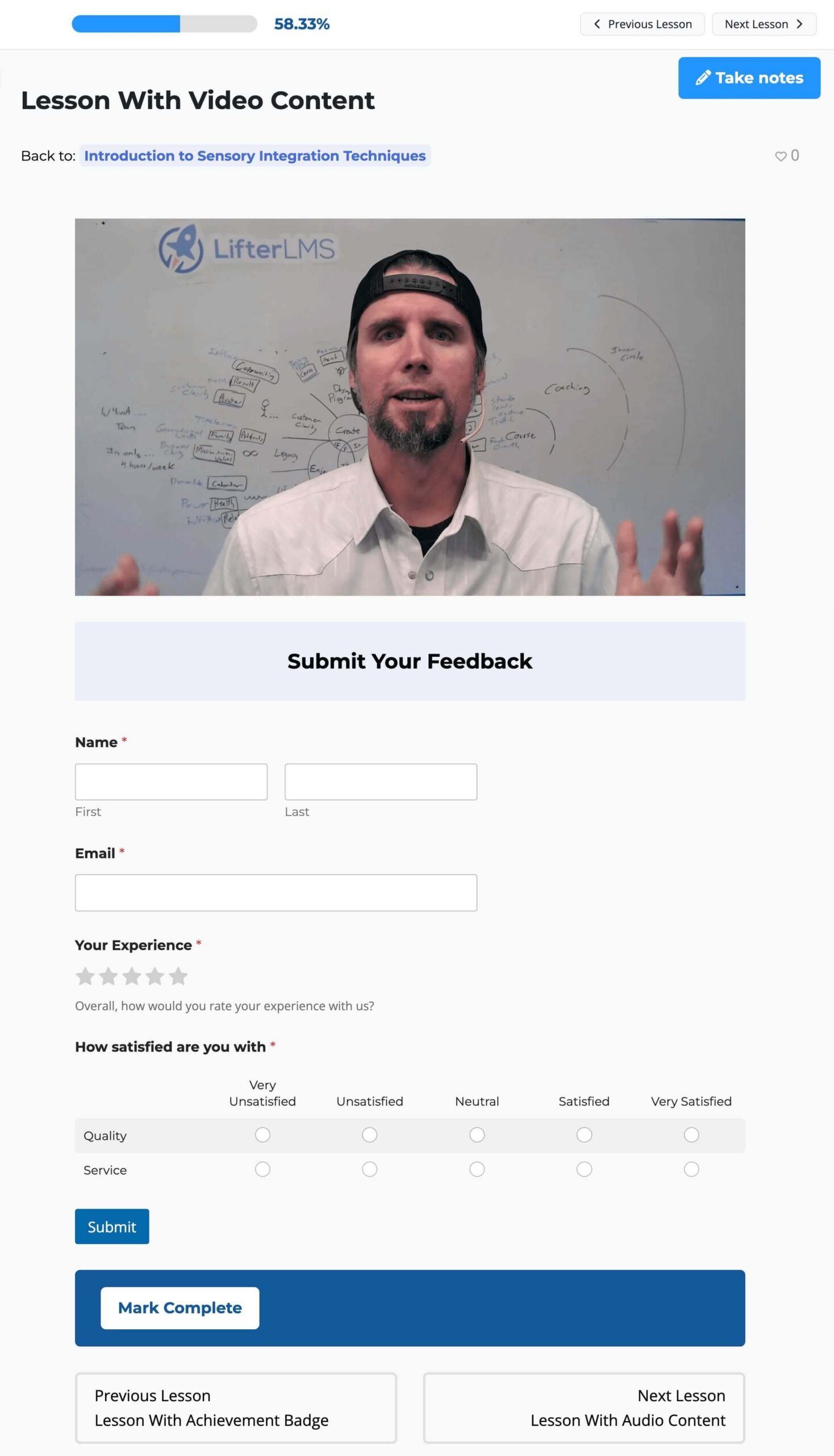 LifterLMS WPForms Lesson Survey
