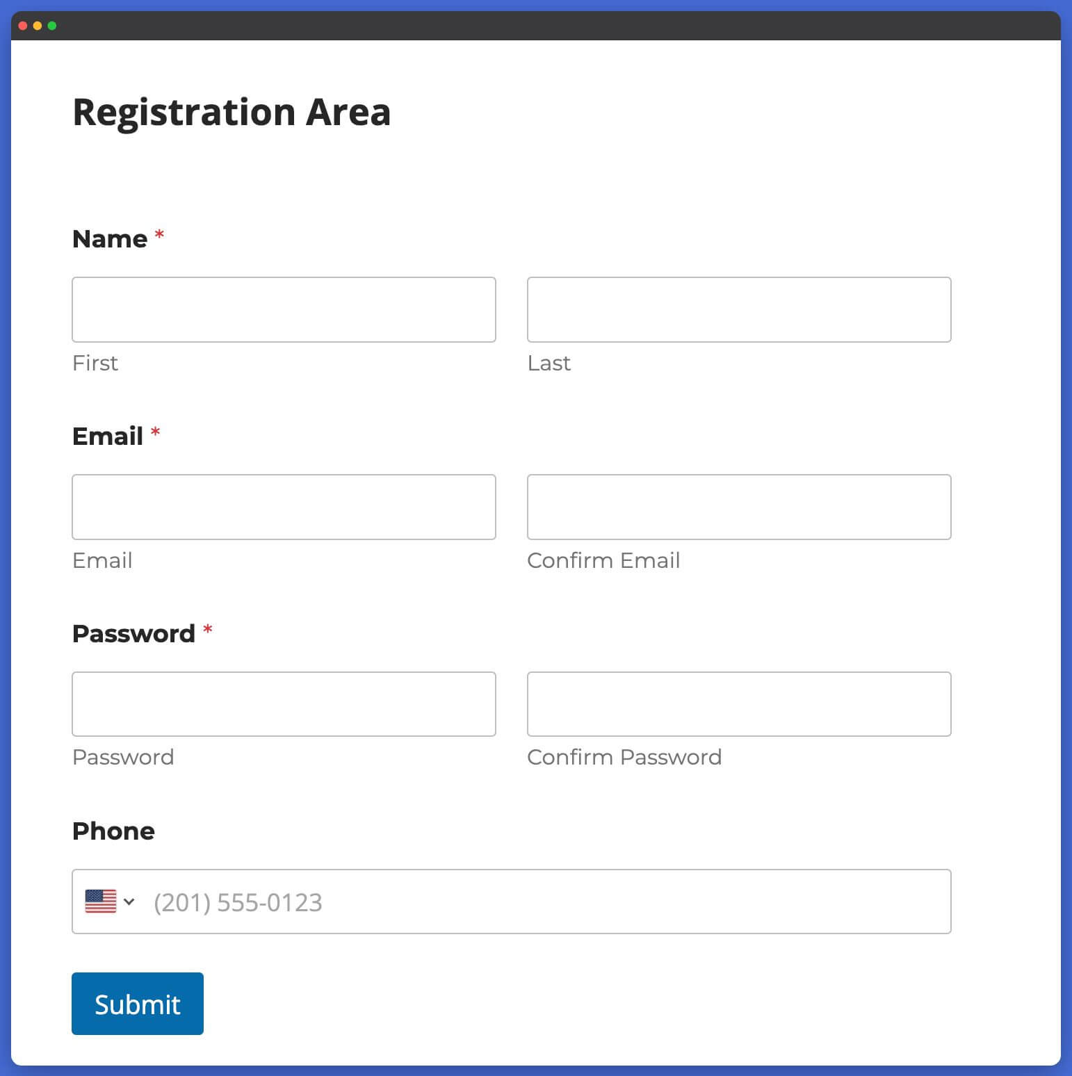 LifterLMS WPForms Registration Area