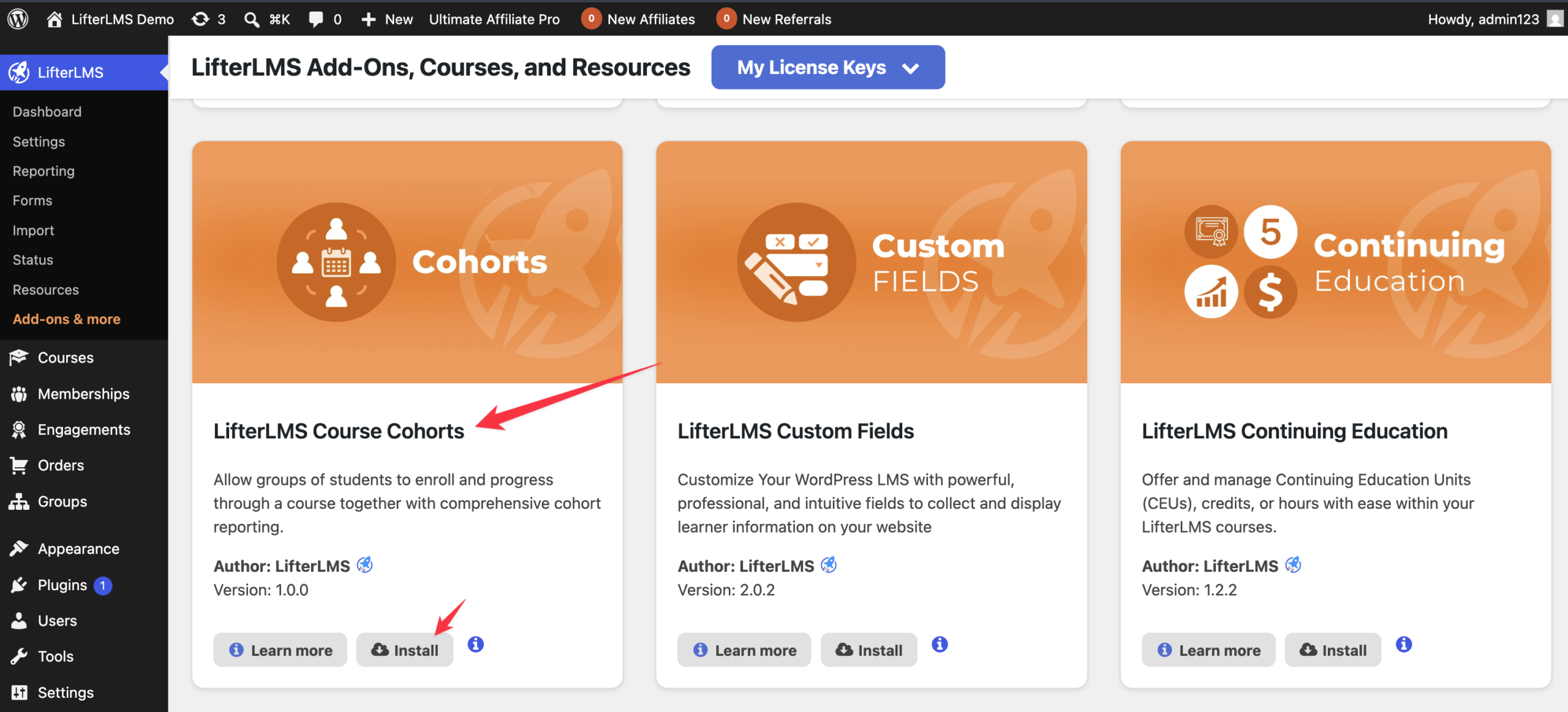 LifterLMS course cohorts add-on