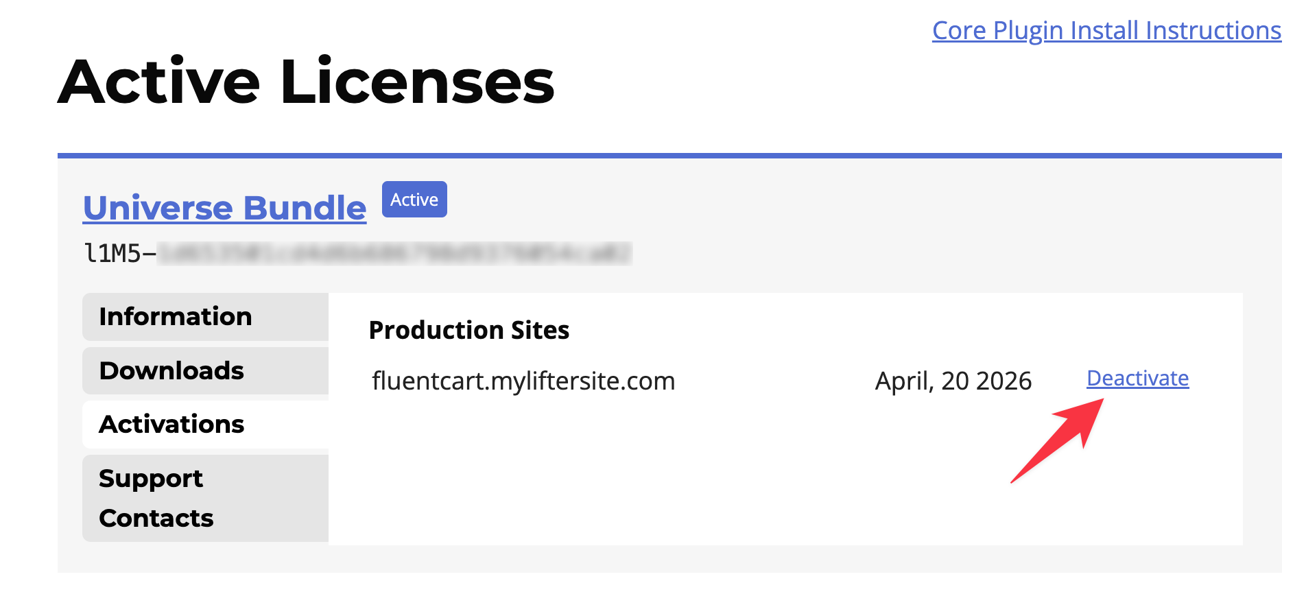 Deactivate LifterLMS website license
