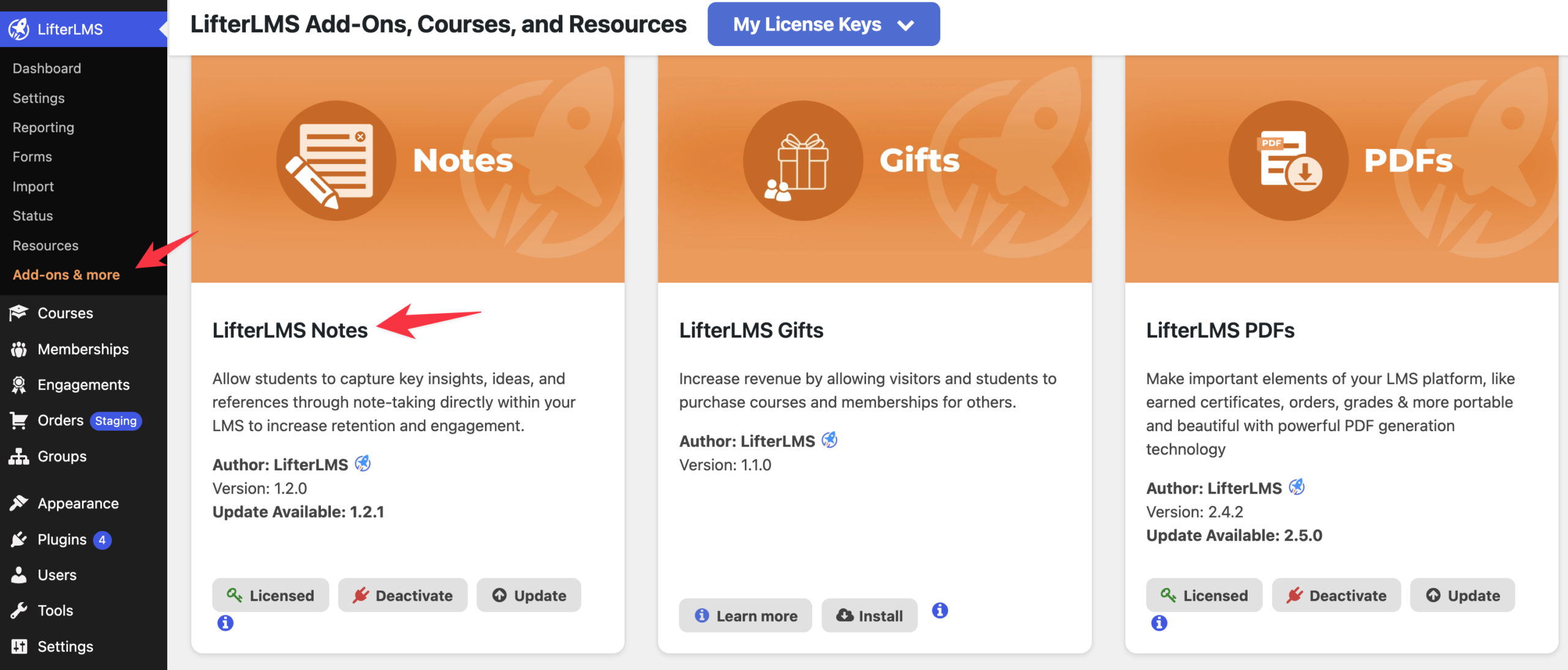 Installing LifterLMS Notes