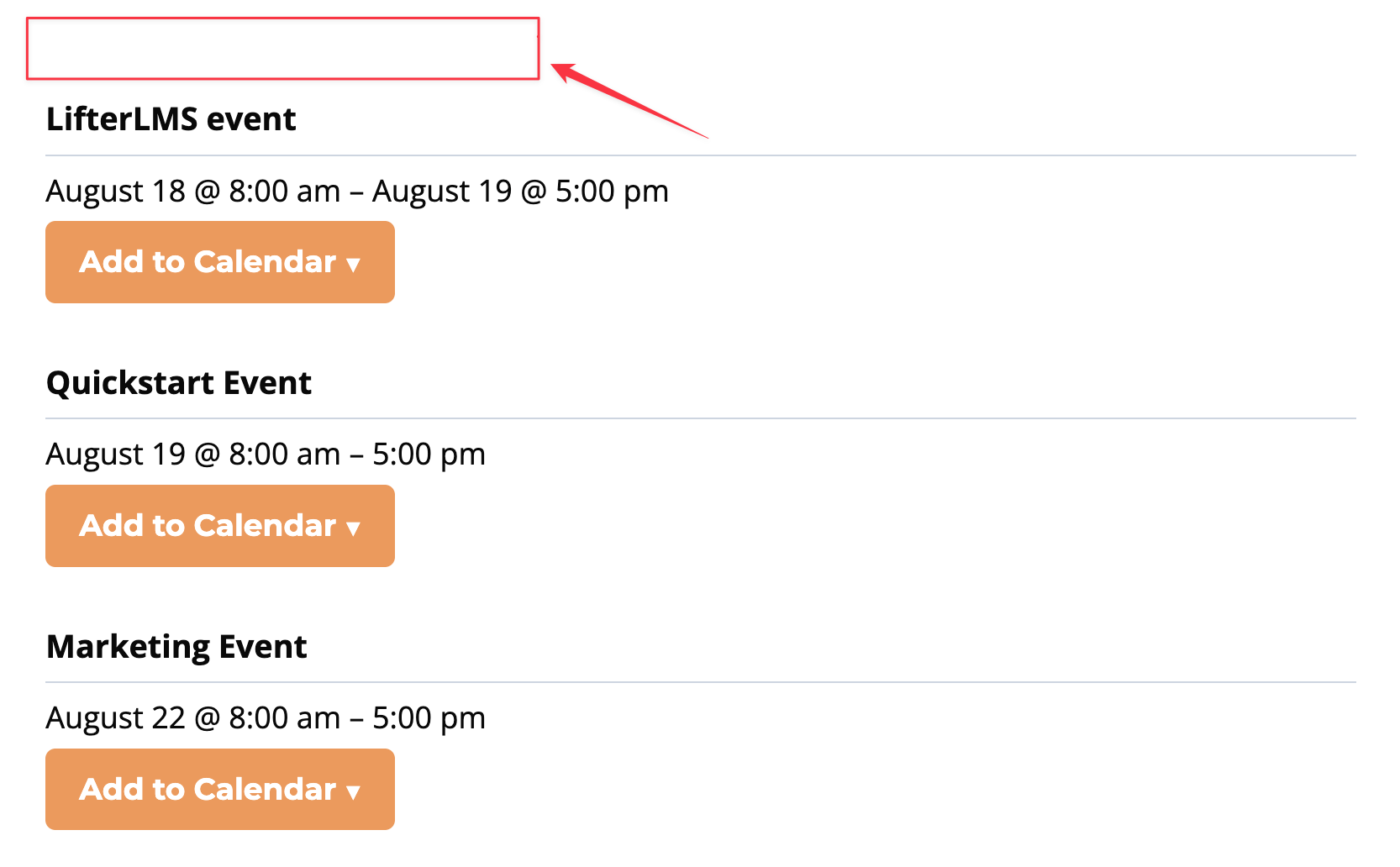LifterLMS events without headings