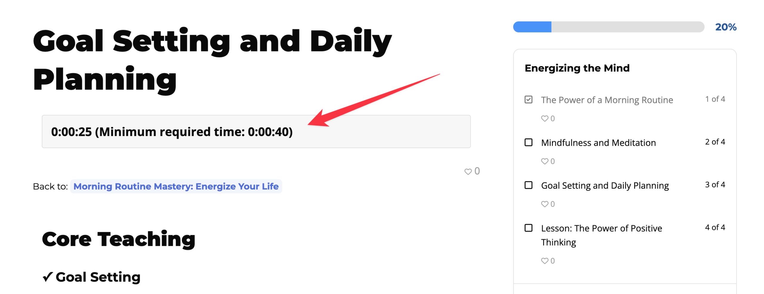 Minimum time required LifterLMS