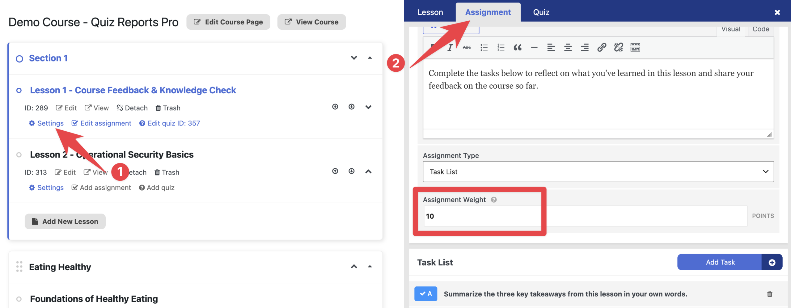 LifterLMS Lesson Weights