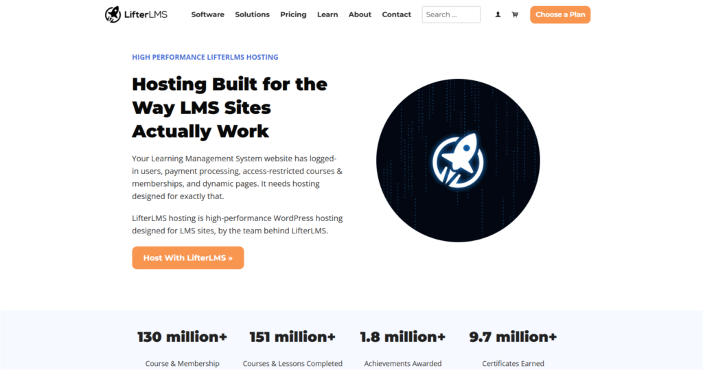 LifterLMS Hosting homepage for managed LMS hosting