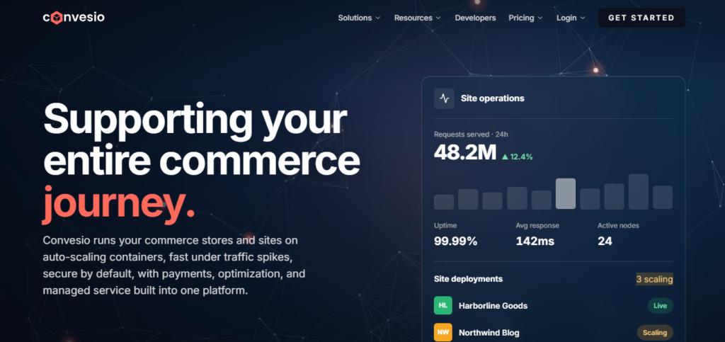 Convesio managed WordPress hosting homepage
