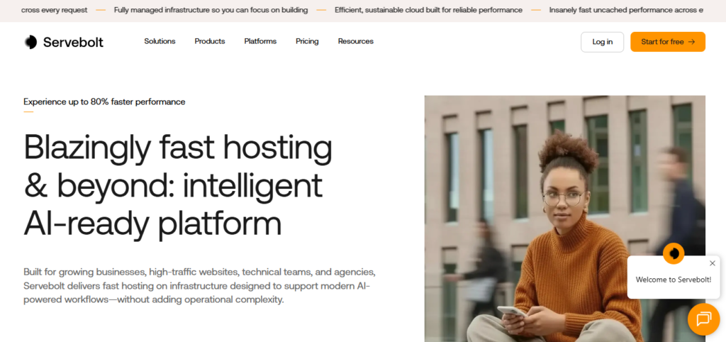Servebolt high-performance managed WordPress hosting homepage