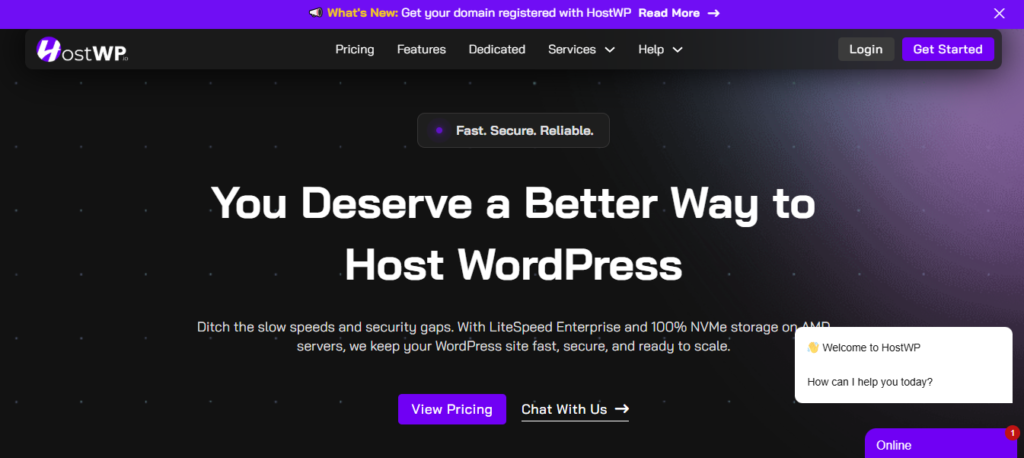 HostWP managed WordPress hosting homepage