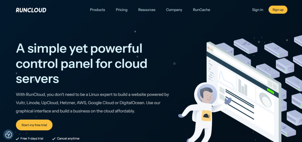 RunCloud cloud server management platform homepage